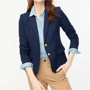 NWT J. Crew Wool Blend Navy Blazer w Gold Buttons